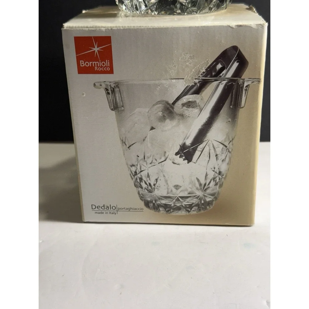 Bormioli Rocco Dedalo Ice Bucket 90cl with Stainless Tongs Made in Italy